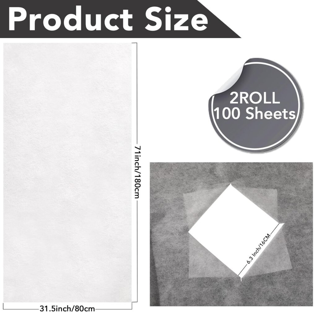 1 Roll Disposable Table Sheets, 71 x 32 Non-Woven Massage Table Pad with Face Hole- 30 g/m2 - Durable Bed Cover for Massage, Spa, Tattoo, Exam Tables, Beauty Salon (50 Sheets) White