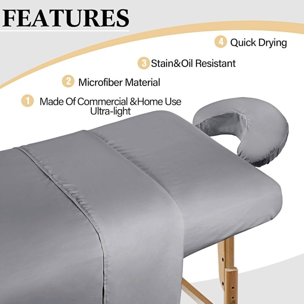3 Pack Microfiber Massage Table Sheet Set of 3 Pcs 3 Colors Flat Massage Table Cover Light Soft Massage Fitted Sheet Massage Face Rest Cover for Beauty Salon Spa (Light Gray, Beige, White)