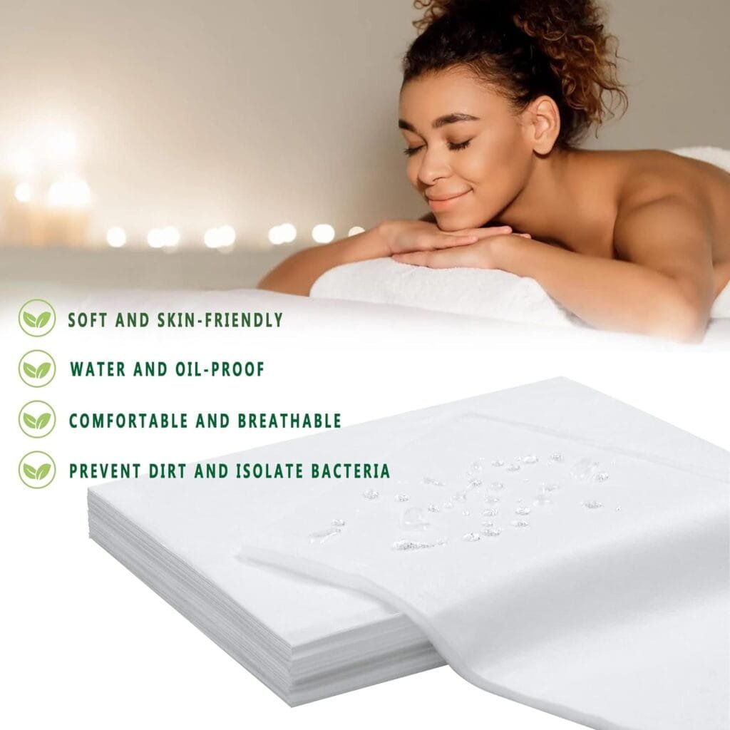 400 Pcs Disposable Bed Sheets for Massage Table 31 x 71 Massage Table Sheet Soft Non Woven Bed Cover Breathable for SPA Massage Beauty Tattoos(White)