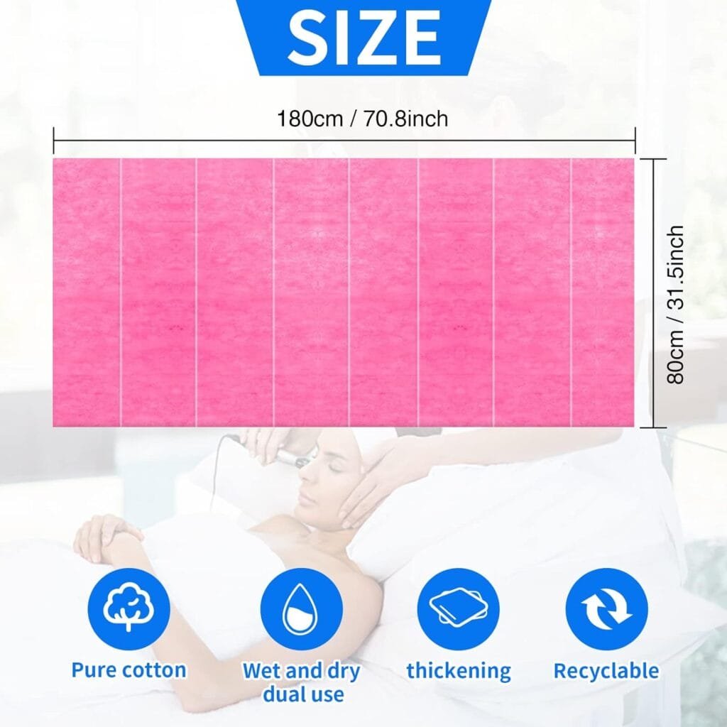 50PCS Disposable Bed Sheets Non-Woven Massage Bed Cover Breathable Disposable Massage Table Sheets 31.5X 75 for Spa, Massage, Beauty Salon, Hotels(Pink)