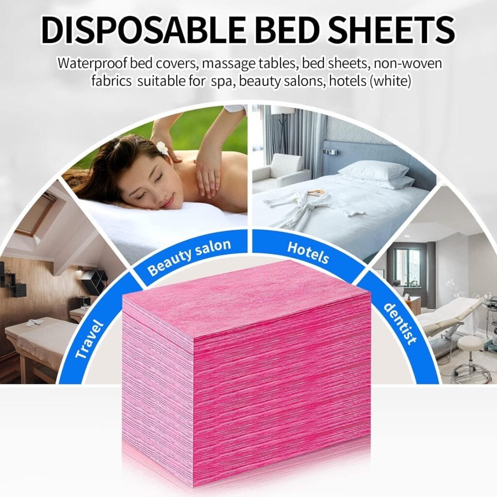 50PCS Disposable Bed Sheets Non-Woven Massage Bed Cover Breathable Disposable Massage Table Sheets 31.5X 75 for Spa, Massage, Beauty Salon, Hotels(Pink)