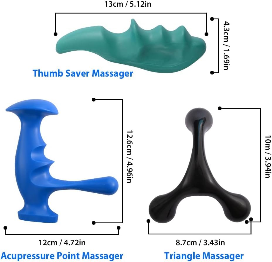 Abnaok Manual Trigger Point Massage Tool and Thumb Saver for Full Body Deep Tissue Massage, with 3-Legged Massage Knobs, Stress Relief