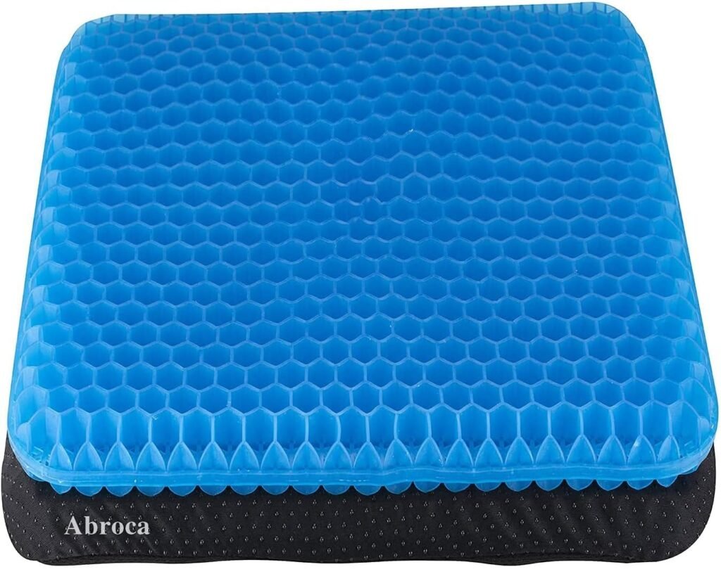 Abroca Gel Seat Cushions for Long Sitting, Double Thick Cooling Seat Pads for Back Sciatica Tailbone Pain Pressure Relief with Non-Slip Cover, Chair Pads for Car Seat Driver, Office Desk,Wheelchair