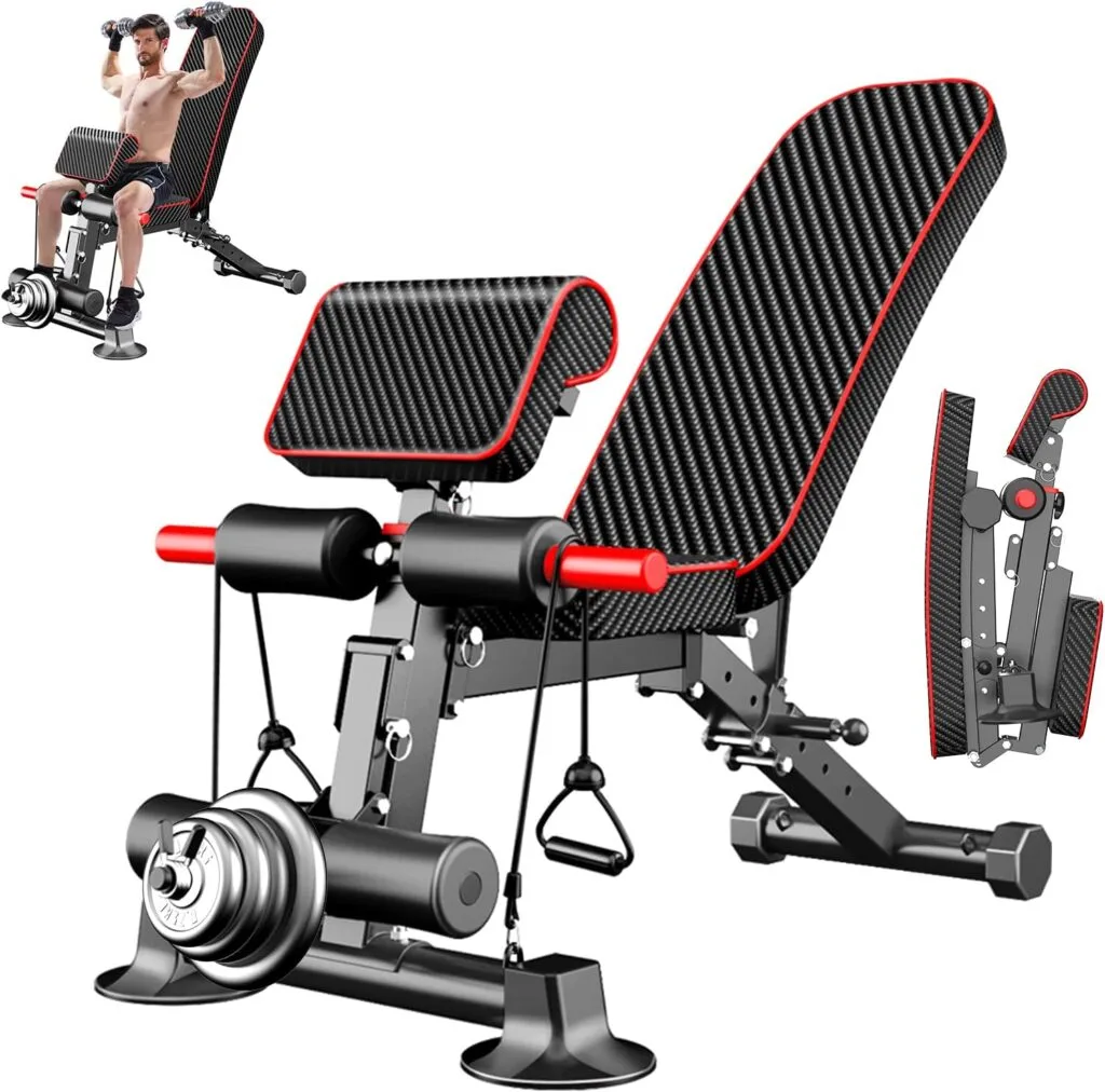Adjustable Weight Bench - Utility Weight Benches for Full Body Workout, Foldable Flat/Incline/Decline Exercise Multi-Purpose Bench for Home Gym Adjustable Weight Bench - Utility Weight Benches for Full Body Workout, Foldable Flat/Incline/Decline Exercise Multi-Purpose Bench for Home Gym