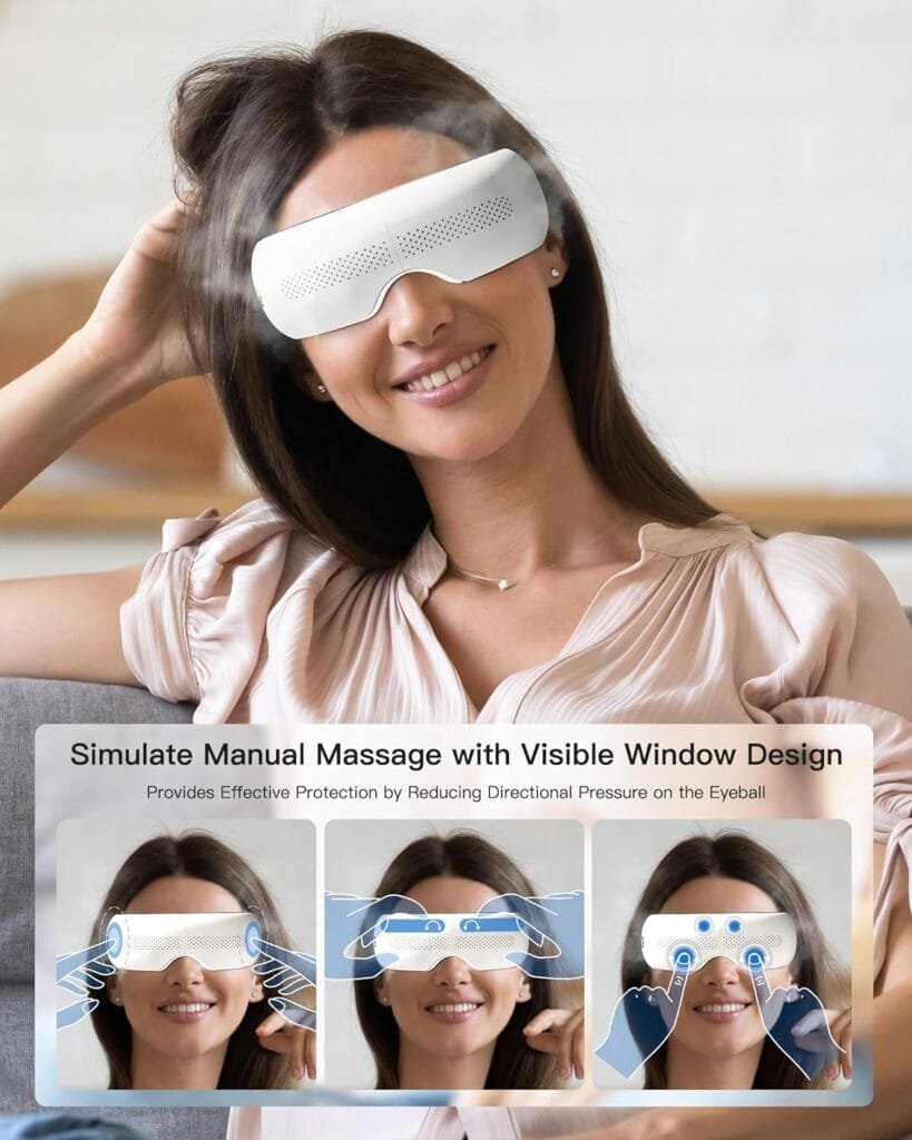 AERLANG Eye Massager-Eye mask Massager with Vision Window Cordless Heated Eye Mask with Music,Eye Massage Relieve Fatigue and Dryness, Massaging Eye Mask Sleep Relax Gift for Mom Dad Men Women