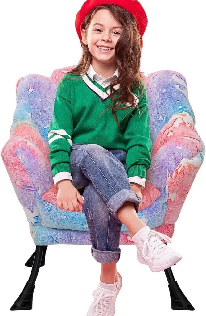 ALIMORDEN Kids Lazy Chair, Glow in The Dark Cute Dinosaur Patterns Toddler Chair, Steel Frame Leisure Sofa with Armrests, Super Soft and Comfy