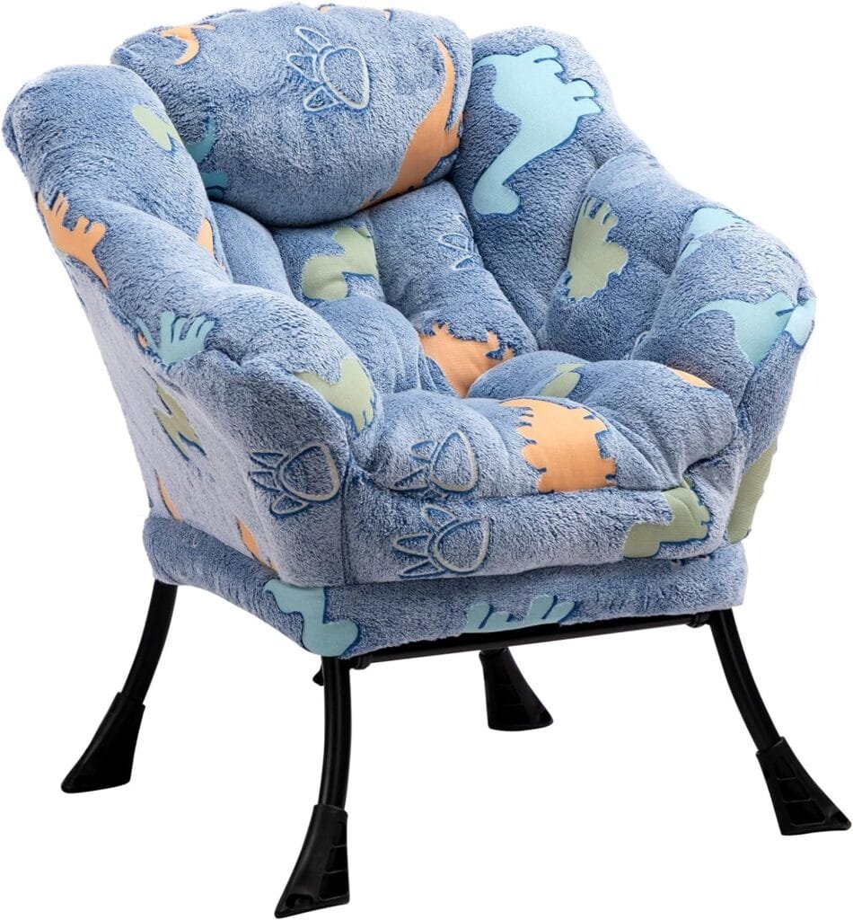 ALIMORDEN Kids Lazy Chair, Glow in The Dark Cute Dinosaur Patterns Toddler Chair, Steel Frame Leisure Sofa with Armrests, Super Soft and Comfy