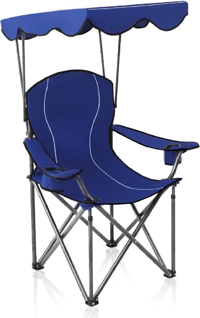 ALPHA CAMP Camp Chairs with Shade Canopy Chair Folding Camping Recliner Support 350 LBS