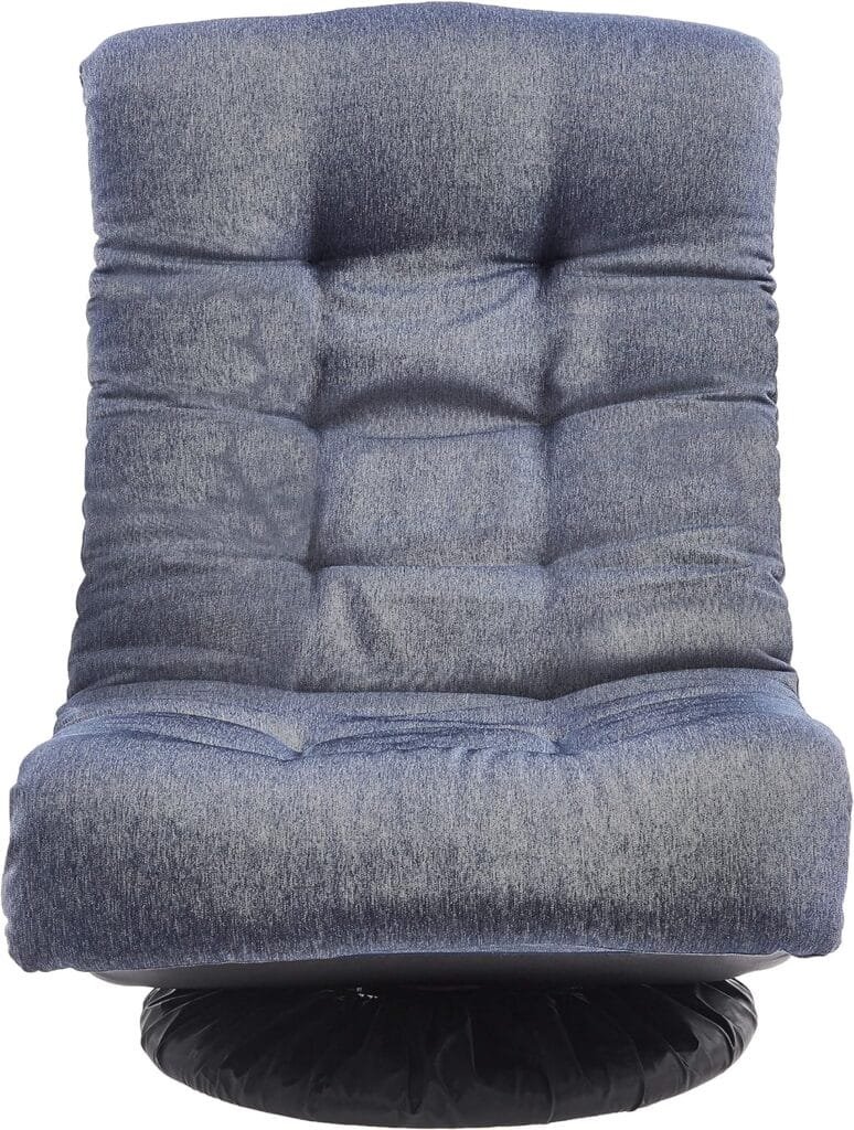 Amazon Basics Swivel Foam Lounge Chair - with Headrest, Adjustable, Denim, Blue, 26.3D x 23.5W x 13.7H in