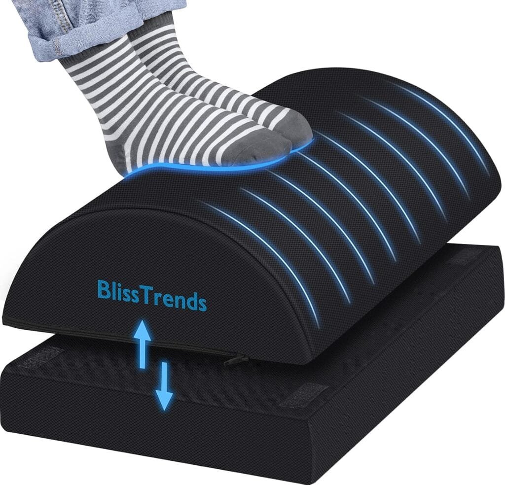 Amazon.com : BlissTrends Foot Rest for Under Desk at Work-Versatile Foot Stool with Washable Cover-Comfortable Footrest with 2 Adjustable Heights for Car,Home and Office to Relieve Back,Lumbar,Knee Pain-Black : Office Products