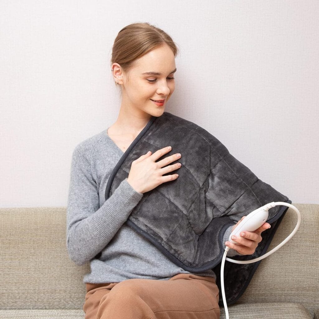 Ambershine Weighted Heating Pad 45cmx85cm XXXL King Size, 6lbs with Fast-Heating Technology10 Temperature Settings, Flannel Electric Heating Pad/Pain Relief for Back/Neck/Shoulders/Abdomen/Legs