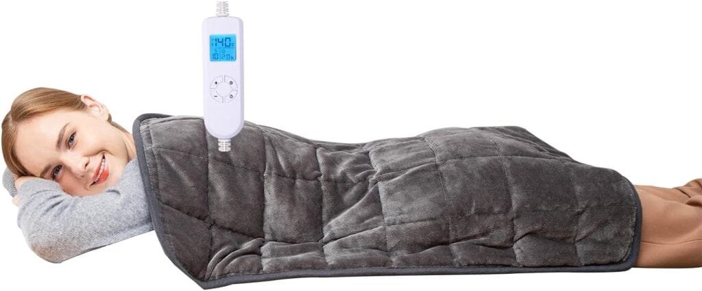 Ambershine Weighted Heating Pad 45cmx85cm XXXL King Size, 6lbs with Fast-Heating Technology10 Temperature Settings, Flannel Electric Heating Pad/Pain Relief for Back/Neck/Shoulders/Abdomen/Legs