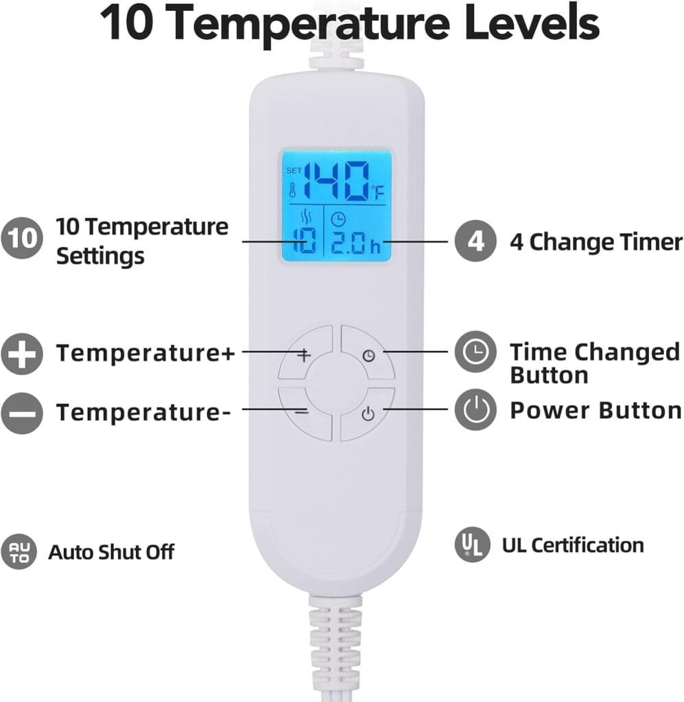 Ambershine Weighted Heating Pad 45cmx85cm XXXL King Size, 6lbs with Fast-Heating Technology10 Temperature Settings, Flannel Electric Heating Pad/Pain Relief for Back/Neck/Shoulders/Abdomen/Legs
