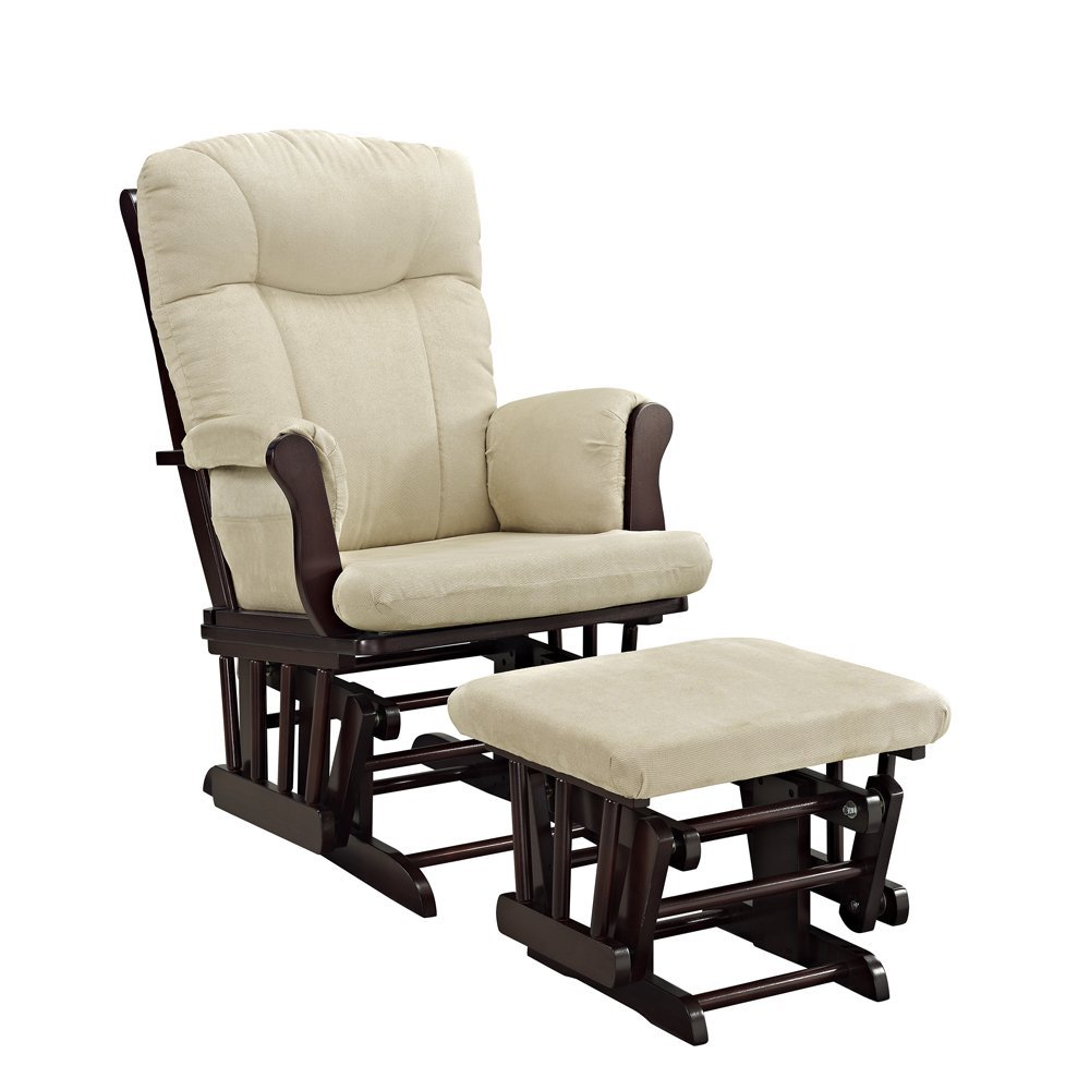 Angel Line Monterey Glider  Ottoman, Espresso Finish - Beige Cushion