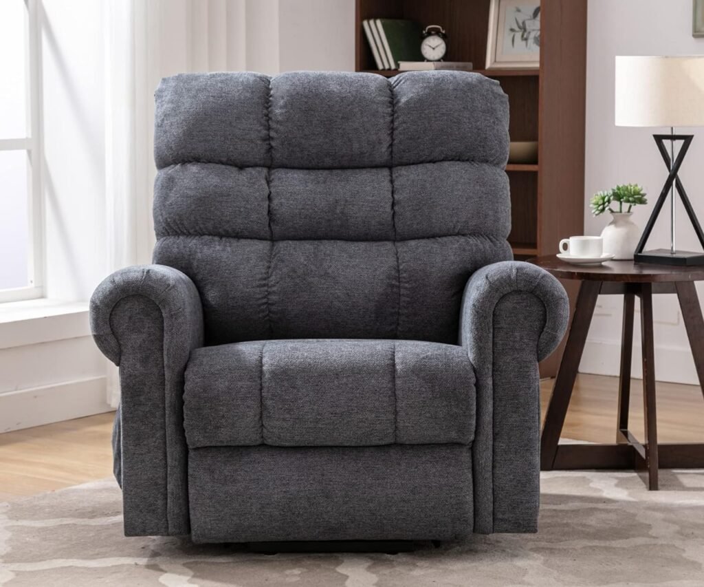 ANJ Large Power Lift Recliner Chair with Massage and Heat for Elderly Big People, Electric Wide Recliners, Heavy Duty and Safety Motion Fabric Reclining Mechanism with USB Ports, Side Pocket, Grey