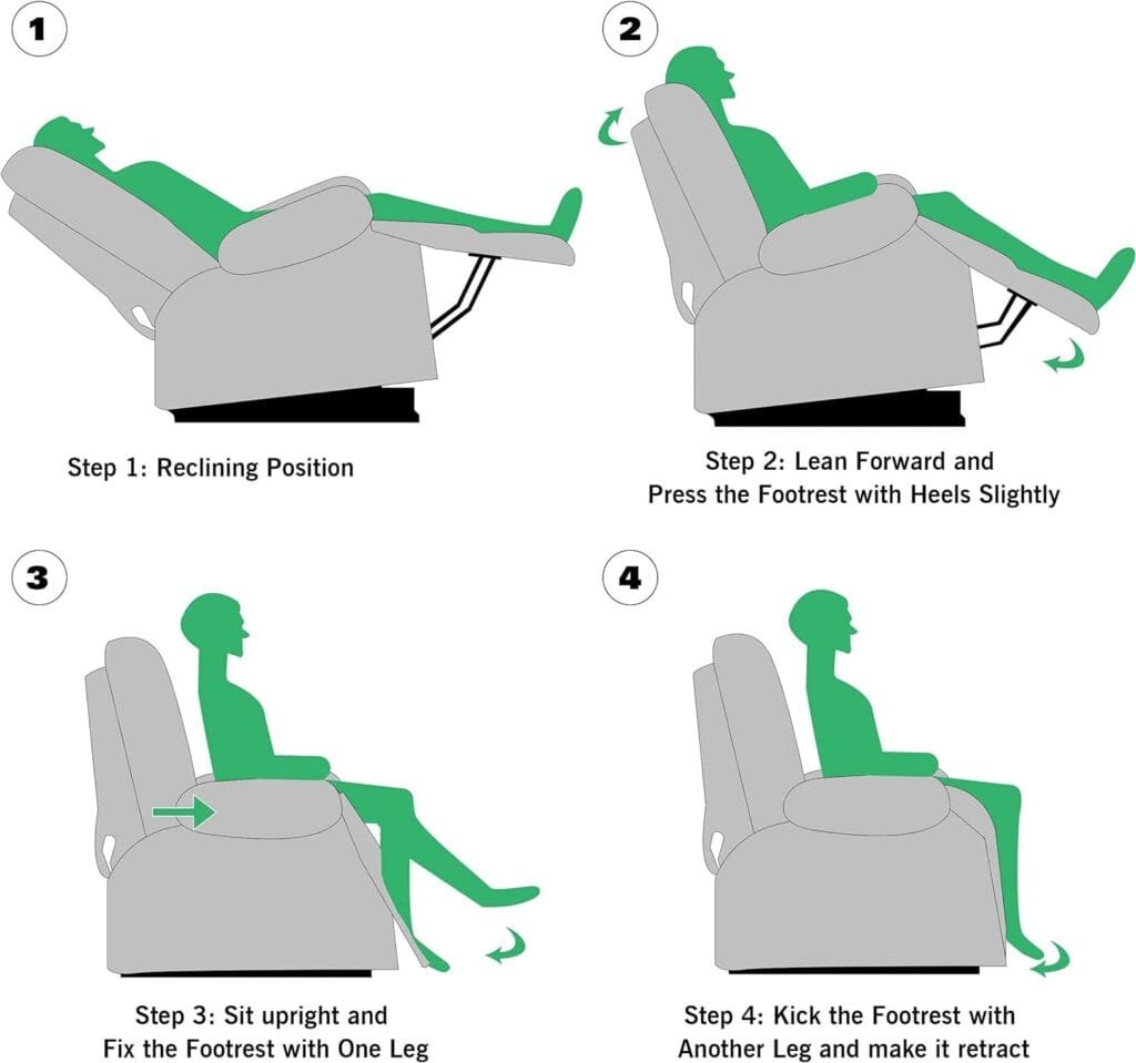 ANJ Swivel Rocker Fabric Recliner Chair - Reclining Chair Manual, Single Modern Sofa Home Theater Seating for Living Room (Silver)