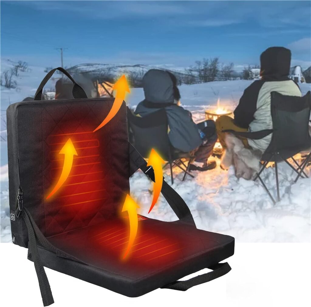 ANTQUE Portable Foldable Heated Seat Cushion, Upgraded 3 Levels Adjustment Extra Wide Heated Stadium/Outdoor Seats of Heat Foldable Chair, Washable for Bench Bleachers (Power Bank Not Included)