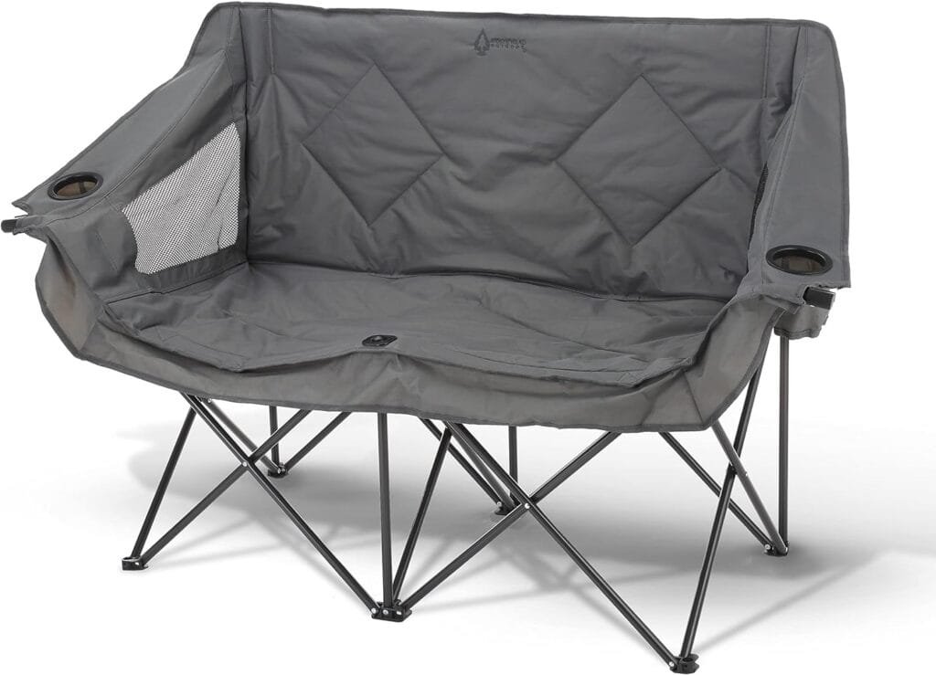 ARROWHEAD OUTDOOR Portable Folding Double Duo Camping Chair Loveseat w/ 2 Cup  Wine Glass Holder, Heavy-Duty Carrying Bag, Padded Seats  Armrests, Supports up to 500lbs, USA-Based Support