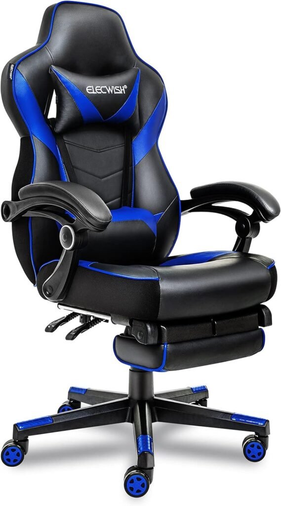 ARTETHYS Gaming Chair for Adults Ergonomic Racing Style High Back Computer Chair with Footrest Headrest and Lumbar Support PU Leather 90-150 Degree Tilt