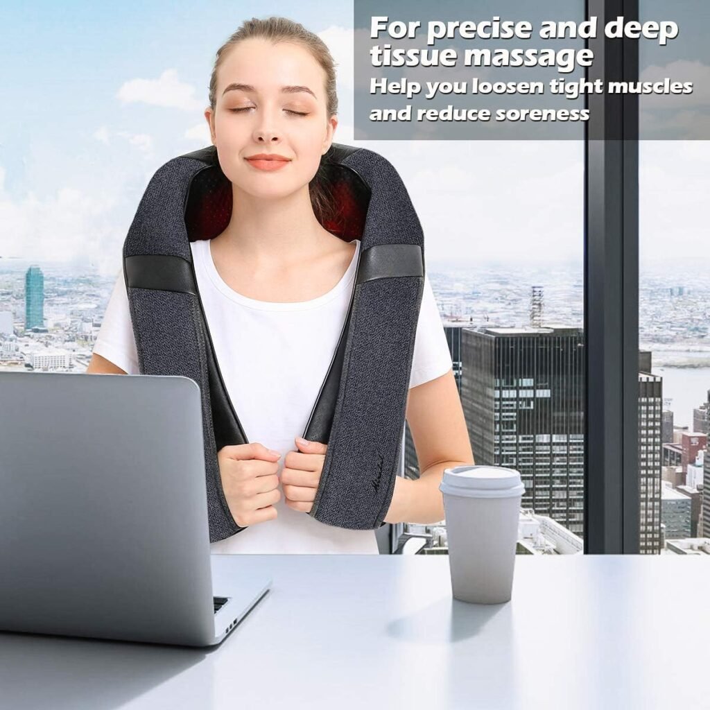 Back Massager, Shiatsu Neck Massager with Heat, Electric Shoulder Massager, Kneading Massage Pillow for Neck, Back, Shoulder, Foot, Leg, Muscle Pain Relief, Get Well Soon Presents - Christmas Gifts