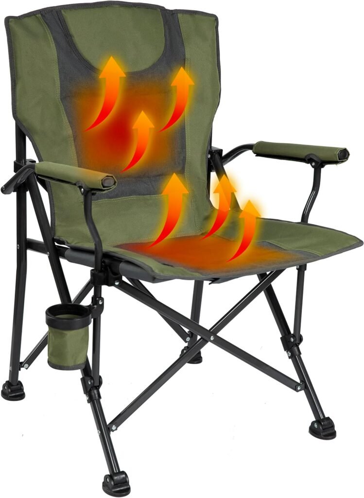 BACKYARD EXPRESSIONS PATIO · HOME · GARDEN Green/Grey Backyard Expressions Luxury Heated Portable Chair Camping, Sports and The Beach