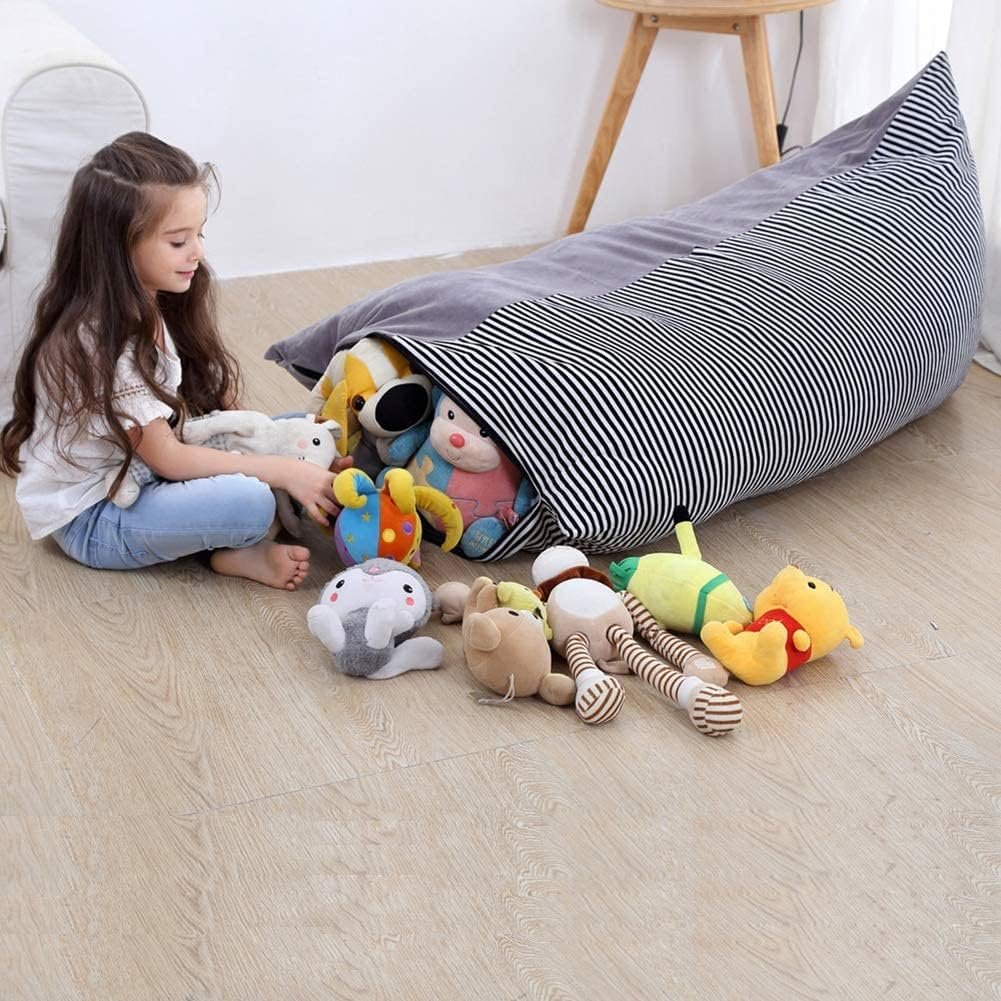 BCHWAY Stuffed Animal Storage Bean Bag Chair | 53 Extra Large Beanbag Cover for Kids and Adults, Plush Toys Holder and Organizer for Boys and Girls | Premium Velvet - Soft  Comfortabl (Stars Style)