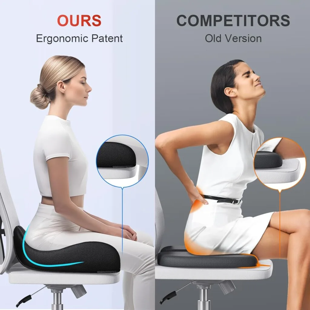 Benazcap X Large Memory Seat Cushion for Office Chair Ergonomic Cushions Pad Pillow for Pressure Relief Sciatica Pain Relief Memory Foam for Long Sitting for Gaming Chair and Car Seat Benazcap X Large Memory Seat Cushion for Office Chair Ergonomic Cushions Pad Pillow for Pressure Relief Sciatica Pain Relief Memory Foam for Long Sitting for Gaming Chair and Car Seat