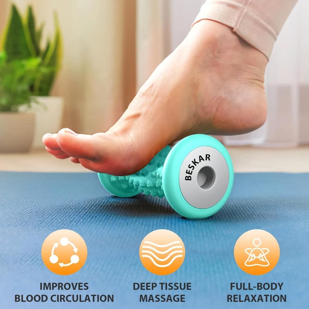 BESKAR Foot Massage Roller for Plantar Fasciitis Relief, Portable Foot Roller to Deep Tissue Muscle Massage, Foot Arch and Heel Pain, Foot Trigger Point Therapy Reflexology Tool