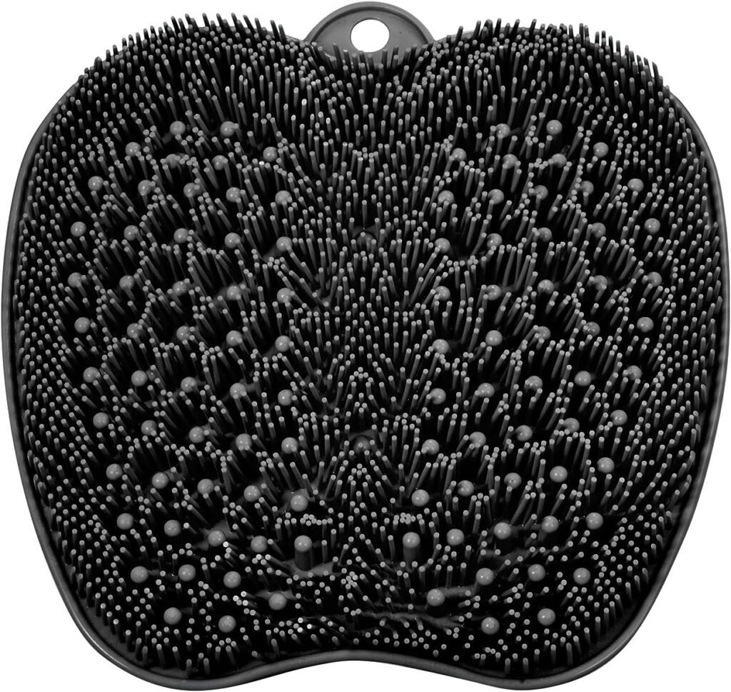 BESKAR Larger Shower Foot Scrubber Mat with Non-Slip Suction Cups- Cleans, Smooths, Exfoliates  Massages your Feet Without Bending, Improve Foot Circulation  Soothes Tired Feet- Black