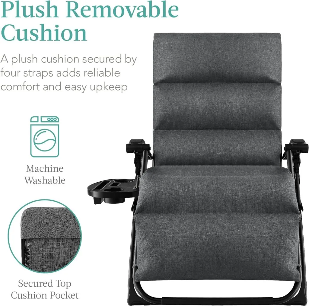 Best Choice Products Oversized Zero Gravity Chair, Folding Outdoor Patio Recliner, XL Anti Gravity Lounger w/Removable Cushion, Cup Holder, Side Tray, 350lb Capacity - Fossil Gray Best Choice Products Oversized Zero Gravity Chair, Folding Outdoor Patio Recliner, XL Anti Gravity Lounger w/Removable Cushion, Cup Holder, Side Tray, 350lb Capacity - Fossil Gray