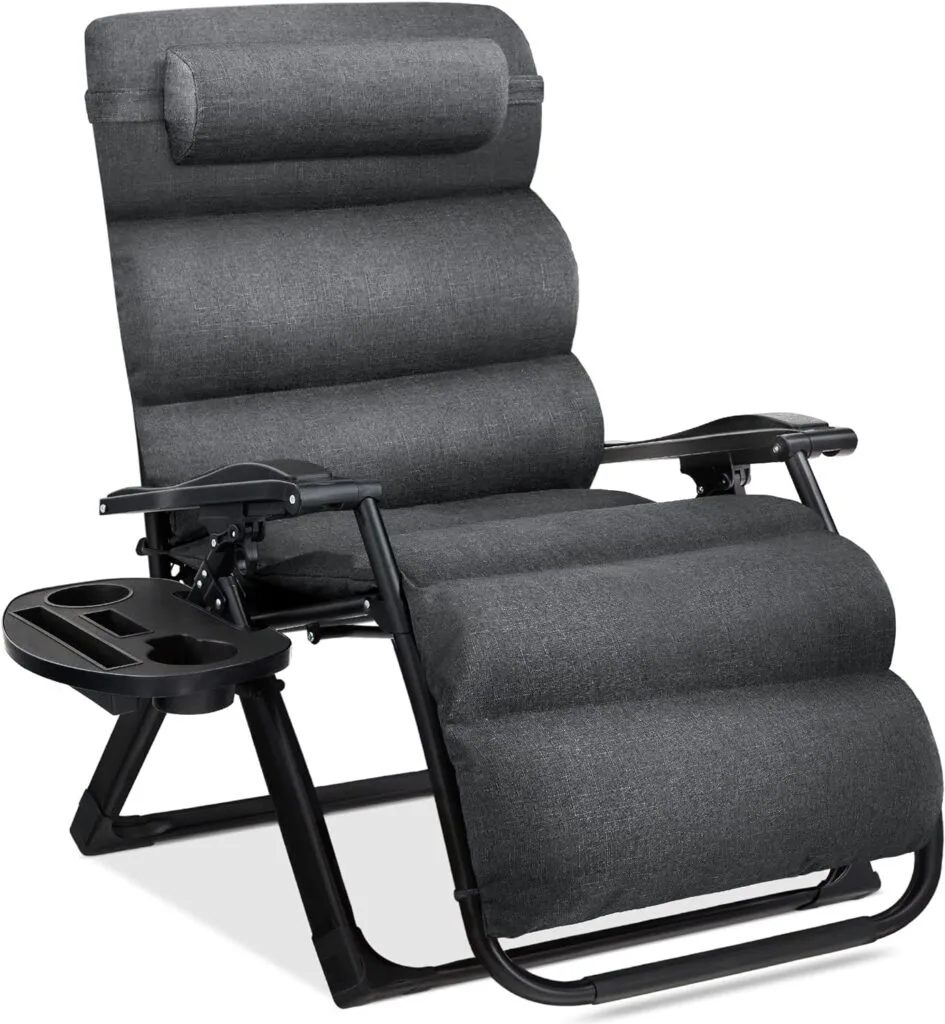 Best Choice Products Oversized Zero Gravity Chair, Folding Outdoor Patio Recliner, XL Anti Gravity Lounger w/Removable Cushion, Cup Holder, Side Tray, 350lb Capacity - Fossil Gray Best Choice Products Oversized Zero Gravity Chair, Folding Outdoor Patio Recliner, XL Anti Gravity Lounger w/Removable Cushion, Cup Holder, Side Tray, 350lb Capacity - Fossil Gray