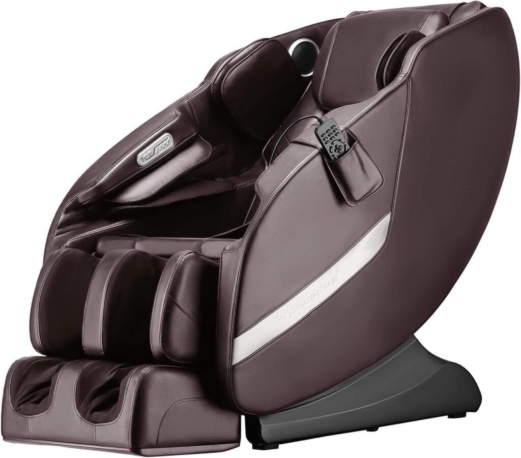 BestMassage Electric Shiatsu Chair Recliner with Built-in Heat Therapy Foot Roller Airbag Massage System SL-Track Stretch Vibrating Audio for Home Office,Black, Brown
