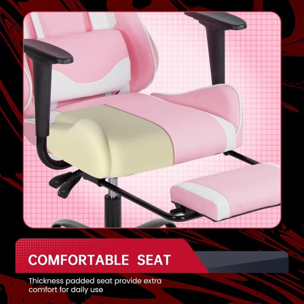 BestOffice Ergonomic Office Chair PC Gaming Chair Cheap Desk Chair Executive PU Leather Computer Chair Lumbar Support with Footrest Modern Task Rolling Swivel Chair for Women, Men(White)