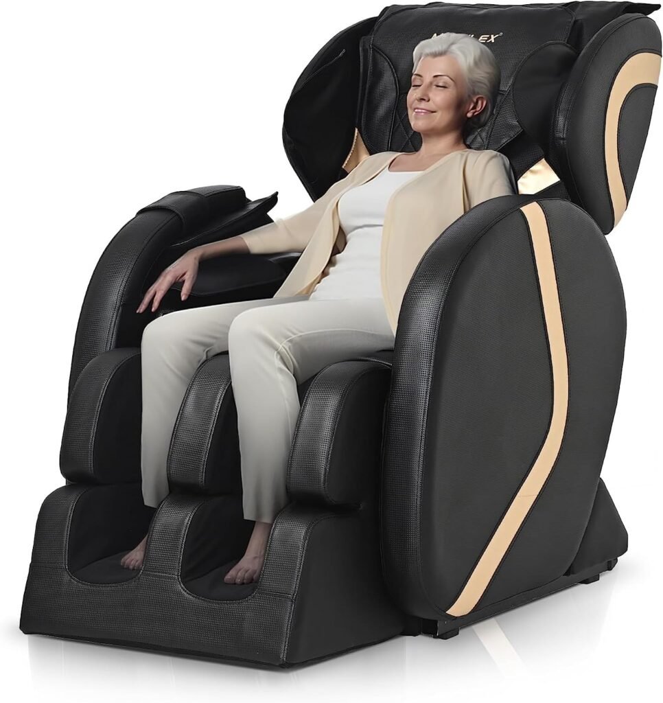 BIADNBZ Chair Zero Gravity Full Body Massage Recliner with Foot Rollers and Heat Therapy Air Pressure System with Remote Control Easy to Use at Office, Black