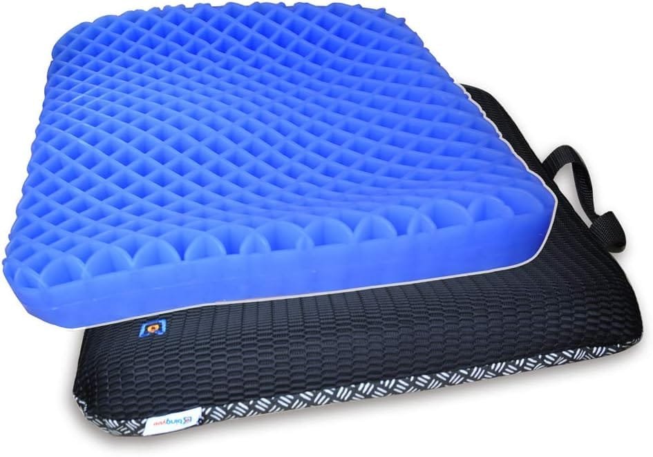 bingyee Gel Seat Cushion 1.8 Inch Thick Double Gel Orthopedic Seat Cushion Pad for Pressure Relief Gel Sits Perfect for Office Chair, Car, Home, Wheelchair Sweatless Chair Pads