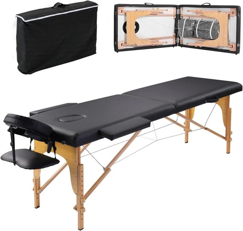 Bonrcea Upgrade Reinforced Professional Massage Table Bed Portable 500 LBS Load Capacity Lightweight Adjustable Height Spa Salon Tattoo Esthetician Lash Bed for Eyelash Extensions with Carrying Case