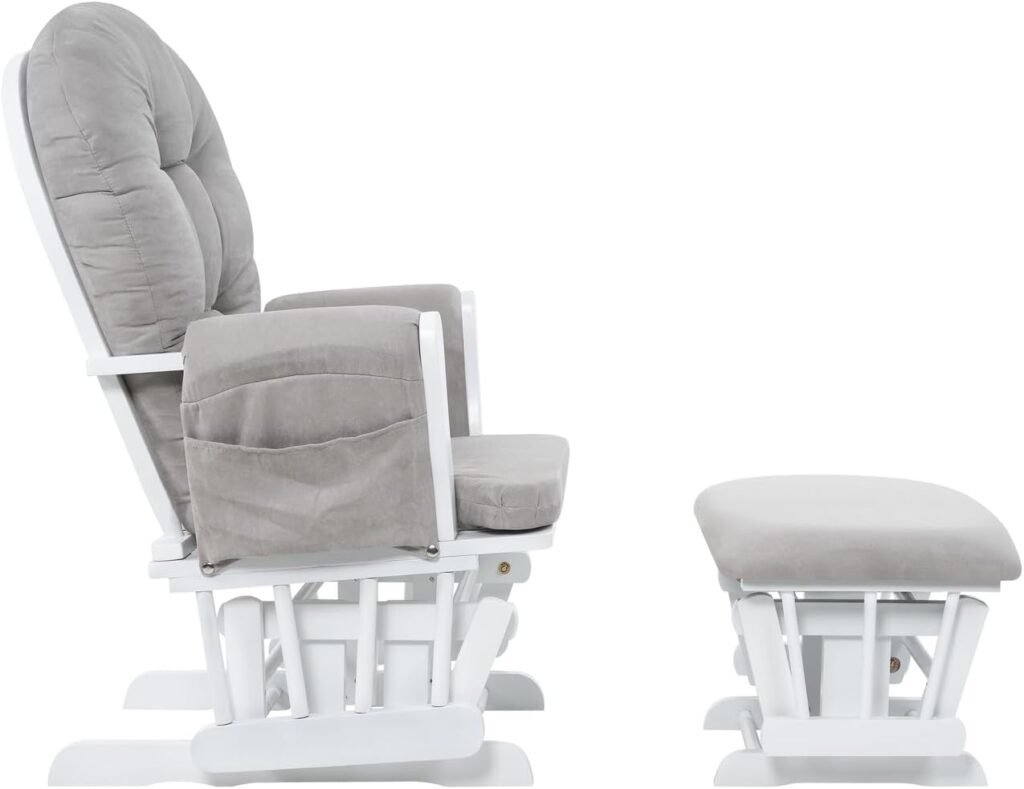 Brisbane Nursery Glider  Ottoman Sets, Glider Recliner Nursery Rocking Chair, Nursery Glider Rocker with Ottoman, Reclining Gliders  Chairs for Breastfeeding, Maternity, Napping, Espresso/Cream