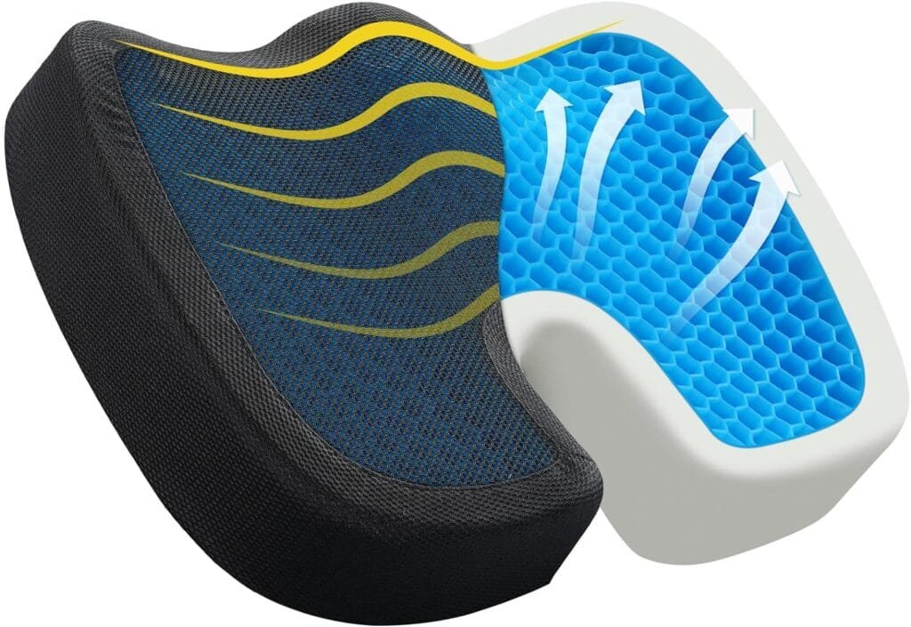 BUFORT TPE Seat Cushion - Breathable TPE  Memory Foam Office Chair Cushions for Sciatica, Coccyx Tailbone Pain Relief - U-Shaped Comfort Seat Cushion for Office Chairs, Car Seat, Gaming Chair, Black : Office Products