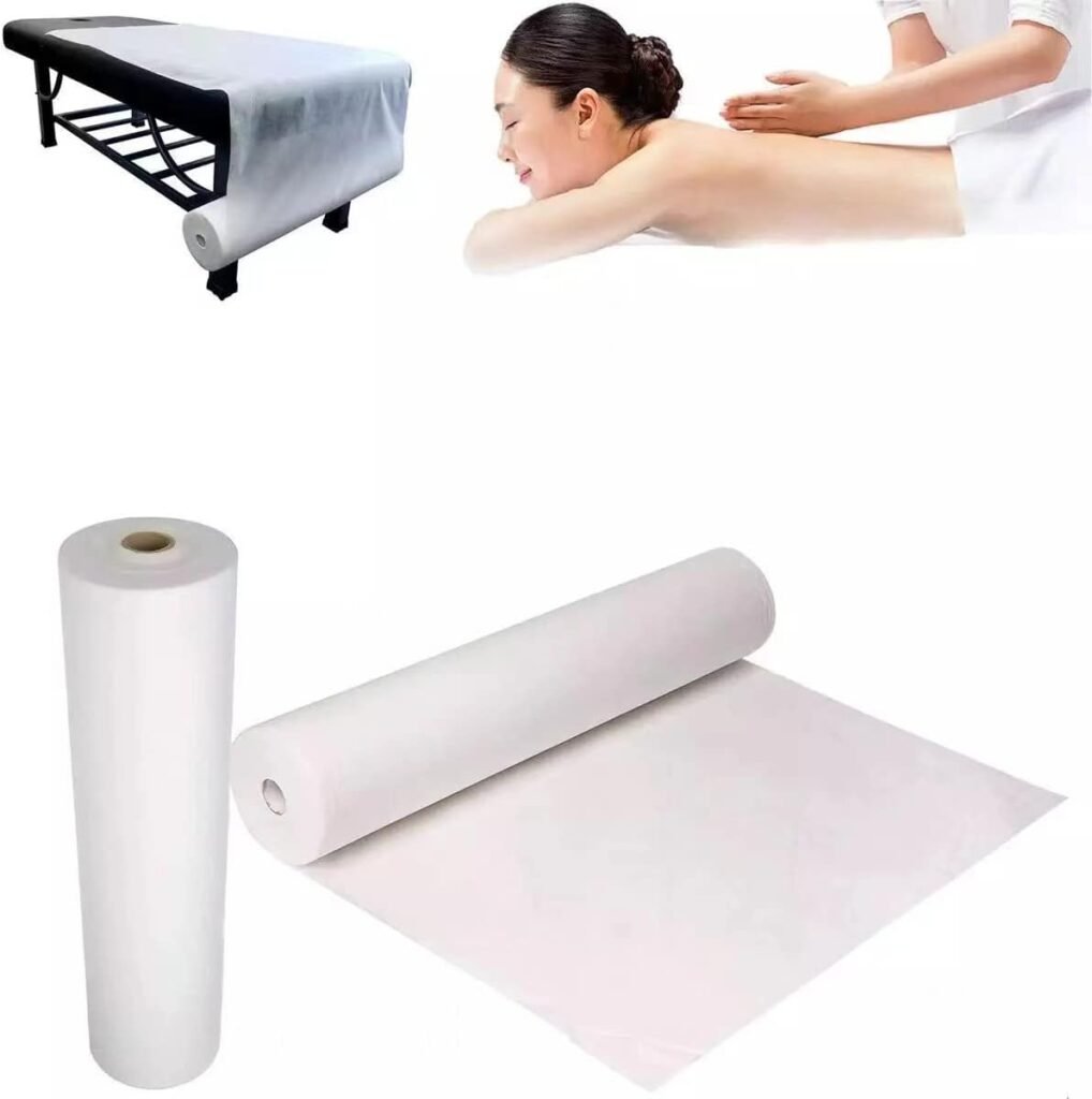 Bzbuy Disposable Massage Table Sheets (Pack Of 2 Roll) Non Woven | 30 g/m2 with Face Hole Absorbent Comfortable Thick and Durable Soft Latex-free 71 x 31.5