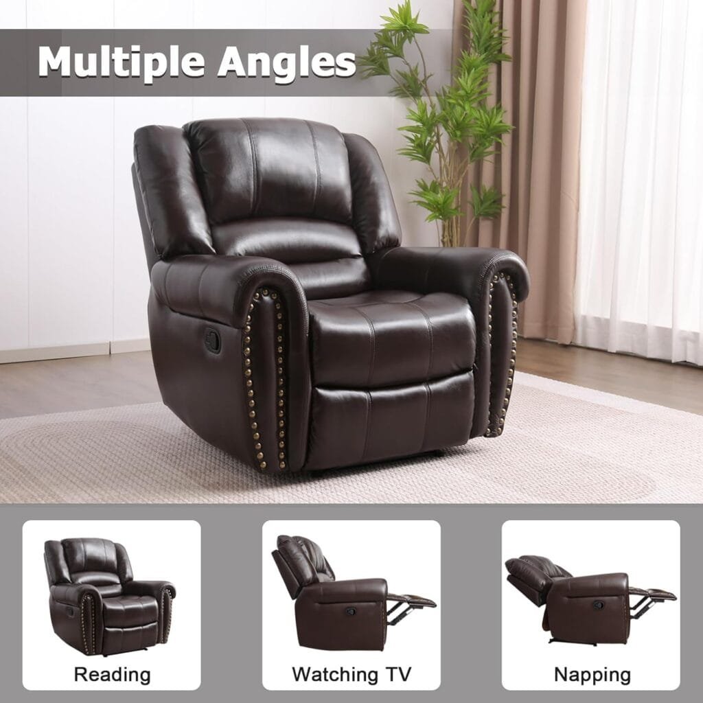 Canmov Manual Recliner Chair With Massage & Heat – Contemporary Accent Chair For Living Room (Dark Gray)