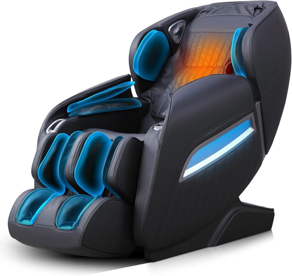 CareTech AI Voice Control Massage Chair Full Body Zero Gravity Massage Chairs Body Scan Detection 3D Massage Recliner Chair Back Heated Bluetooth Speaker Airbags SL Track Foot Massage Black