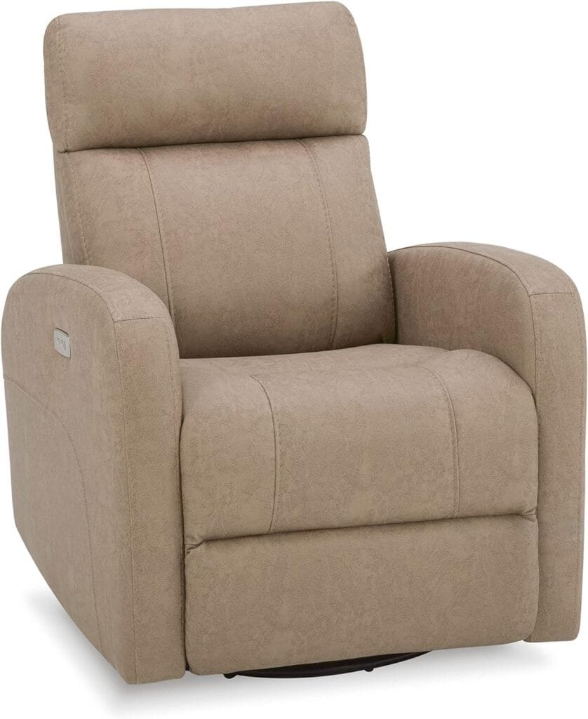 CHITA Power Swivel Glider Rocker Recliner,USB Charge Manual Headrest Double Layer Backrest Truck armrest Chair Sofa for Living Room and Nursery, Light Brown