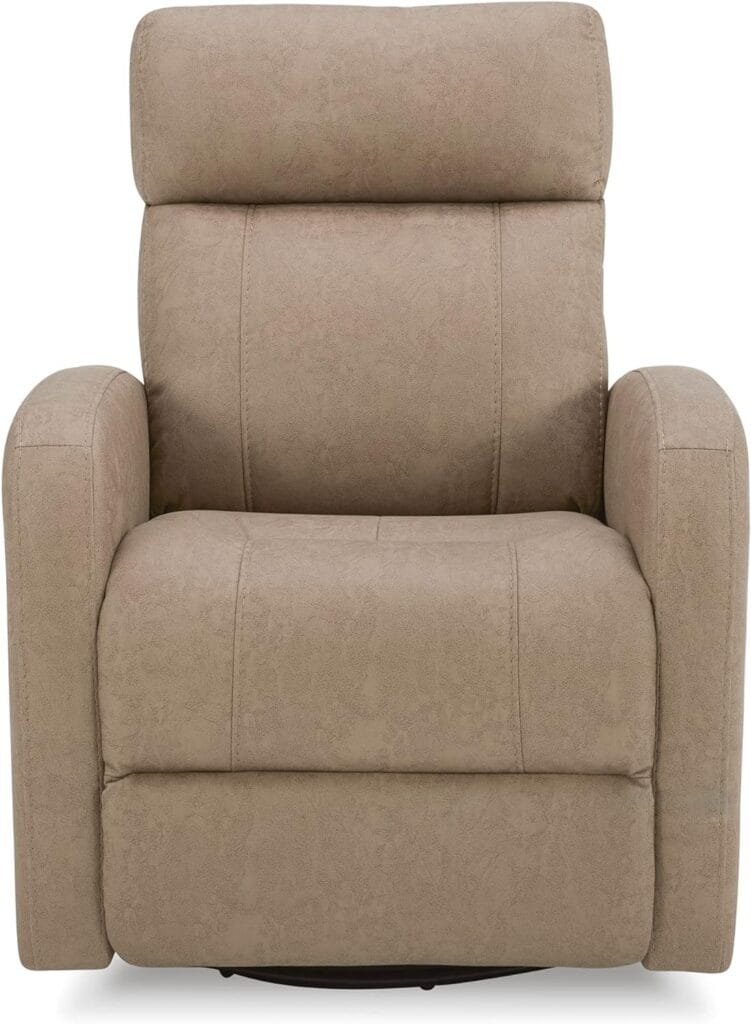CHITA Power Swivel Glider Rocker Recliner,USB Charge Manual Headrest Double Layer Backrest Truck armrest Chair Sofa for Living Room and Nursery, Light Brown