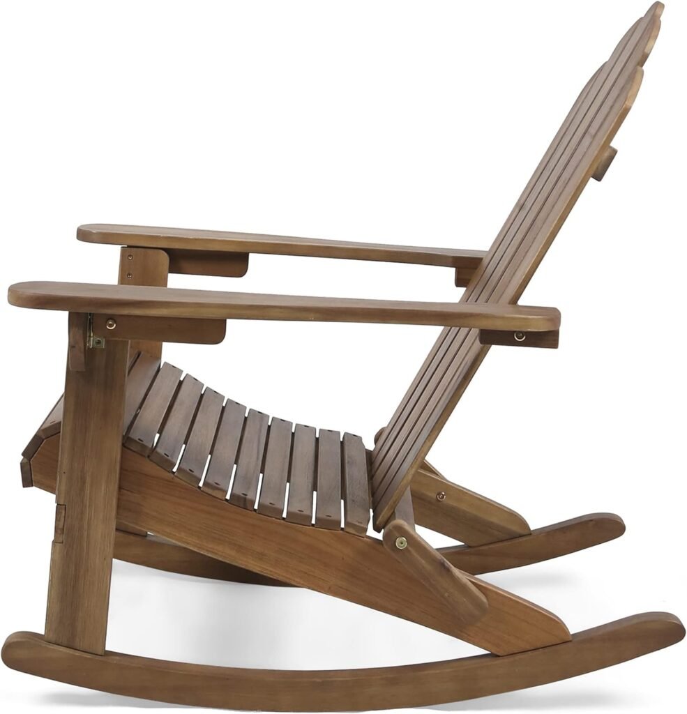 Christopher Knight Home Cara Outdoor Adirondack Acacia Wood Rocking Chair, Dark Brown Finish