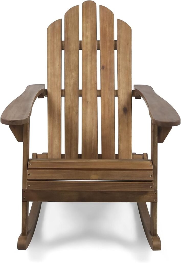 Christopher Knight Home Cara Outdoor Adirondack Acacia Wood Rocking Chair, Dark Brown Finish