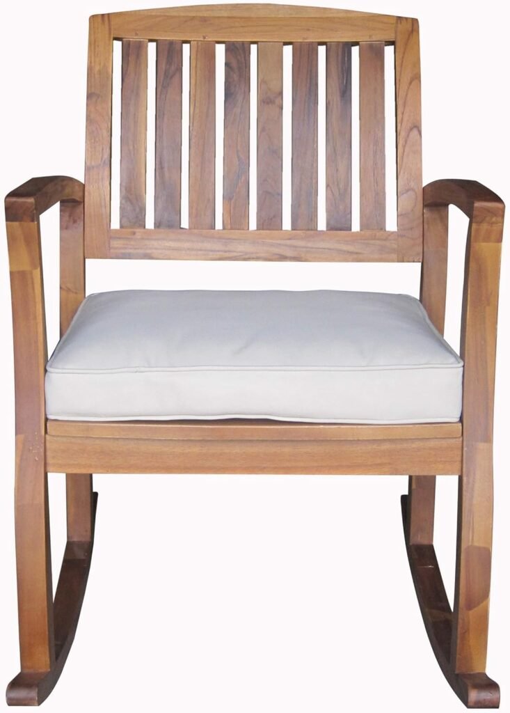 Christopher Knight Home Selma Acacia Rocking Chairs with Cushions, 2-Pcs Set, Teak Finish