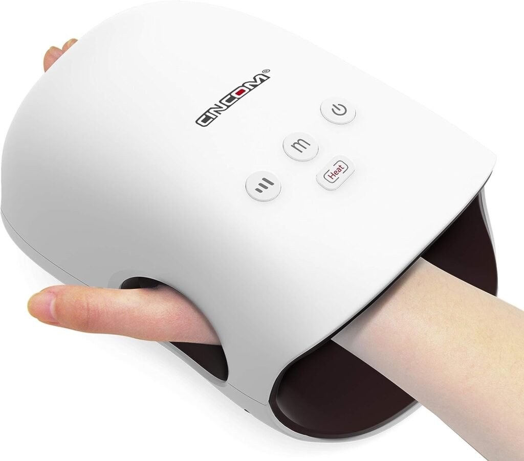 CINCOM Hand Massager - Cordless Hand Massager with Heat and Compression for Arthritis and Carpal Tunnel - Gifts for Women(White)