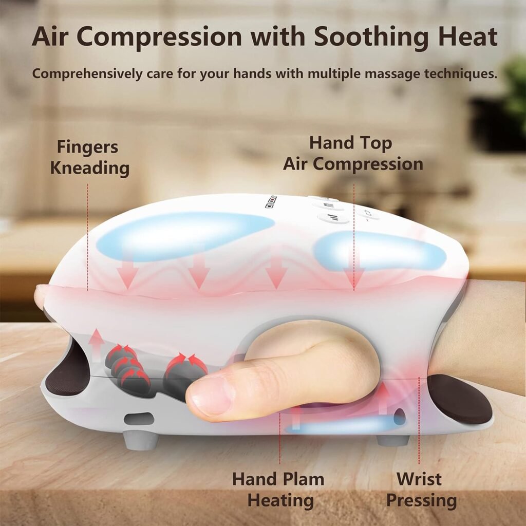 CINCOM Hand Massager for Women - Rechargeable Air Compression Kneading Massage with Heat for Arthritis, Wrist, Pain Relief  Finger Numbness