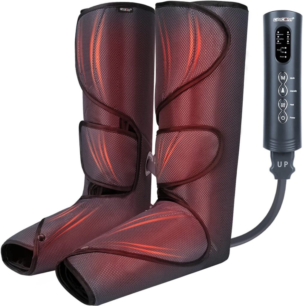 CINCOM Leg Massager with Heat for Circulation and Pain Relief - Air Compression Massage for Foot  Calf - Gifts for Mom and Dad