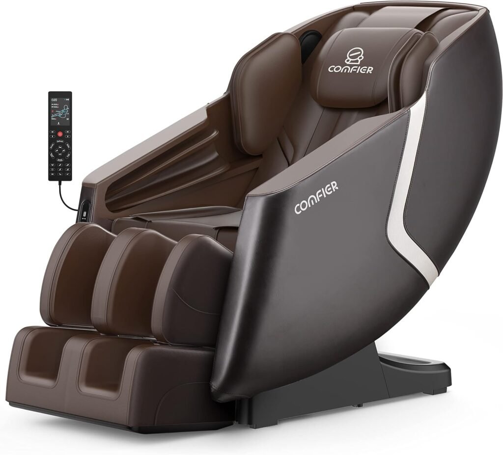 COMFIER 2023 Massage Chair Full Body,Gifts for Women,Men,Zero Gravity Recliner with SL Track, Bluetooth,Yoga Stretching,Air Compression,Foot Rollers,Heating,Shiatsu Kneading Chair Massager,Brown